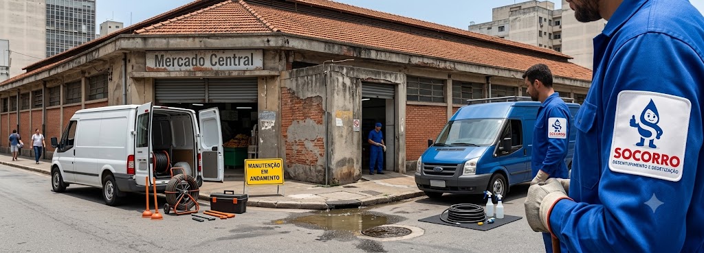Profissional realizando Desentupimento e Manutenção Preventiva para Comércios e Empresas em Palhoça