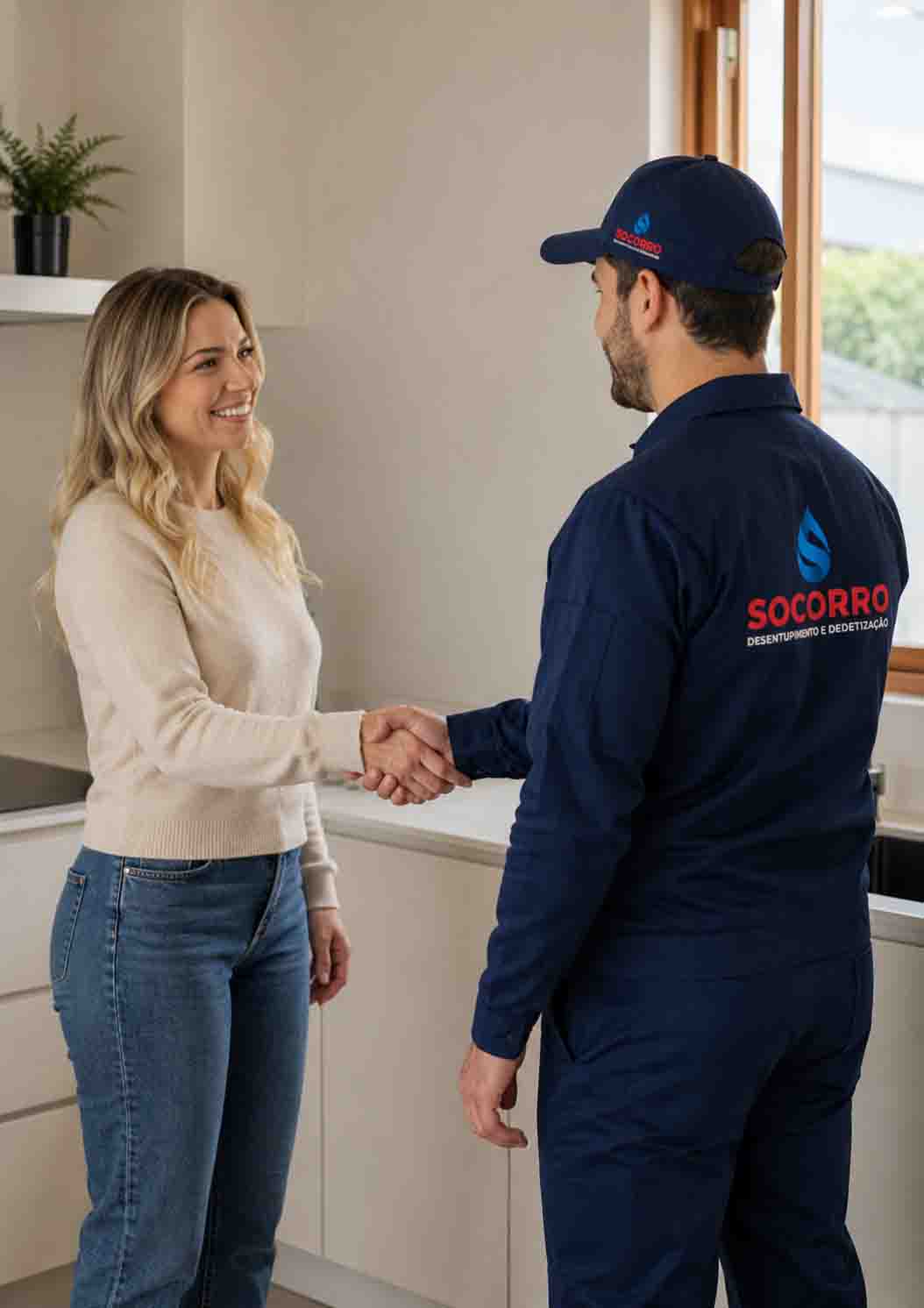 Equipe da Desentupidora em Palhoça atendendo cliente em Palhoça